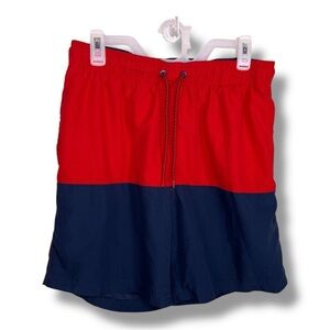Medium George Blue Red Board Shorts Mens Colorblock Elastic Waistband
